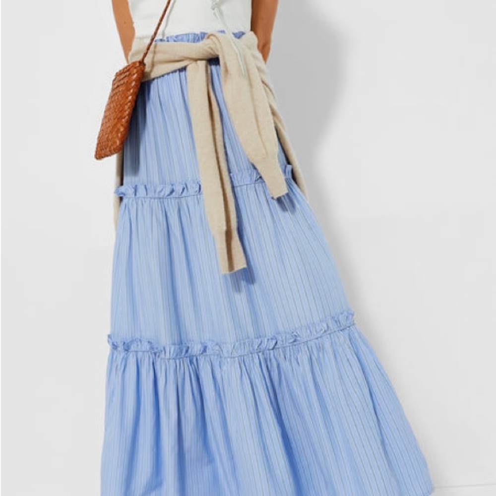 Tuckernuck Cornflower Blue Stripe Pearl Skirt - Light Blue Maxi Skirt Size XS
